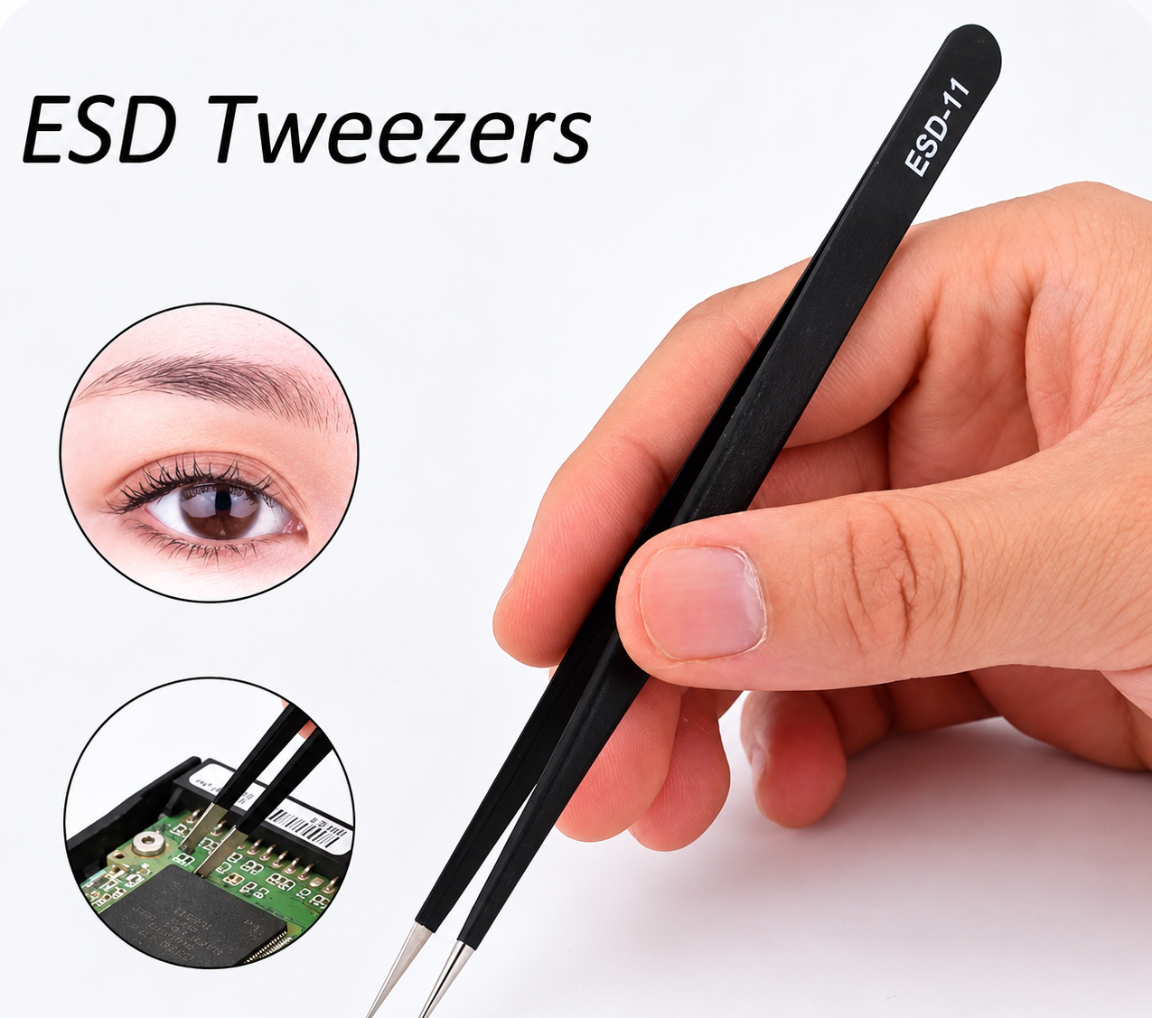 ESD-11 Anti-Static Precision Tweezers for Mobile Repair